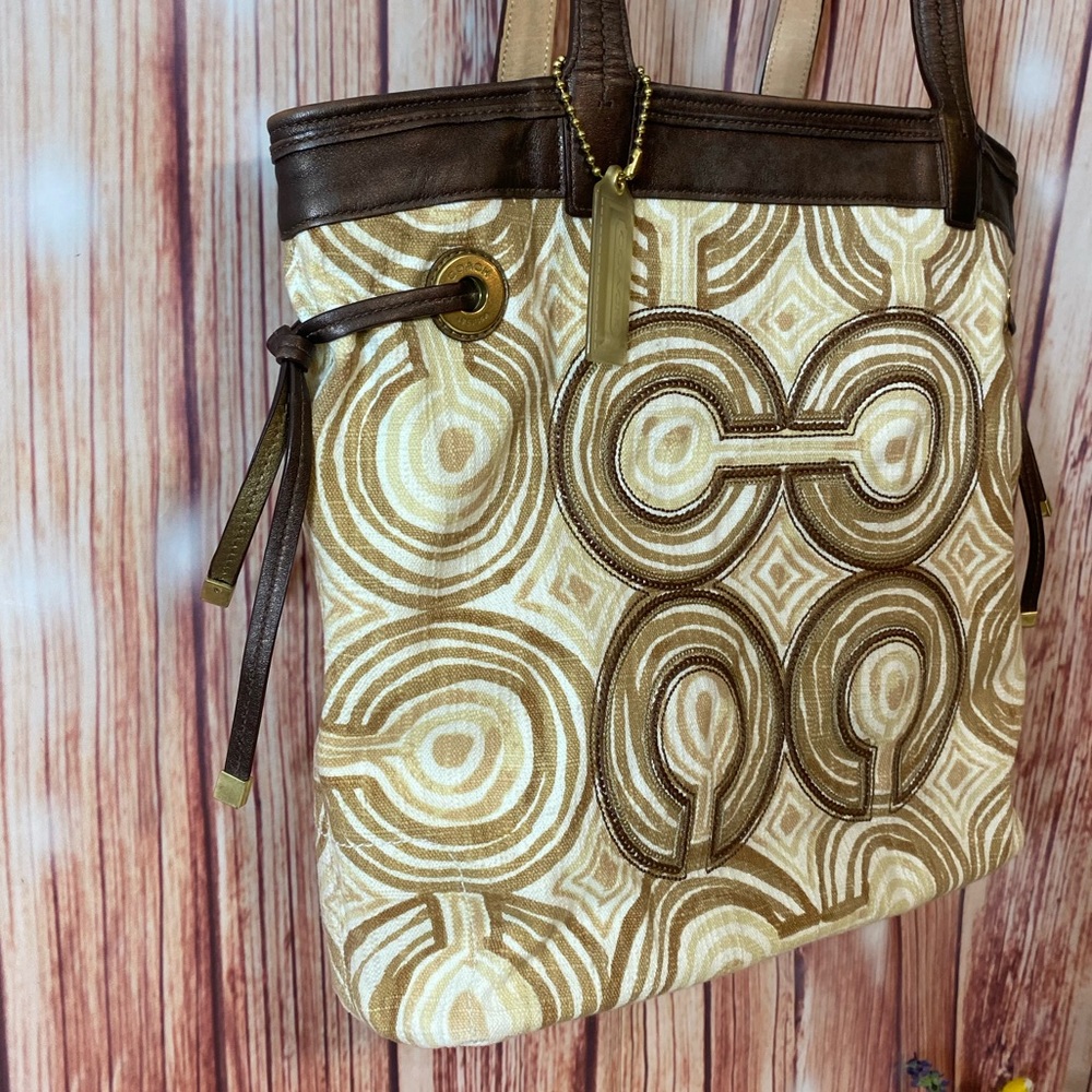 Coach tote - EUC - zipper closure- canvas - Picture 3 of 13